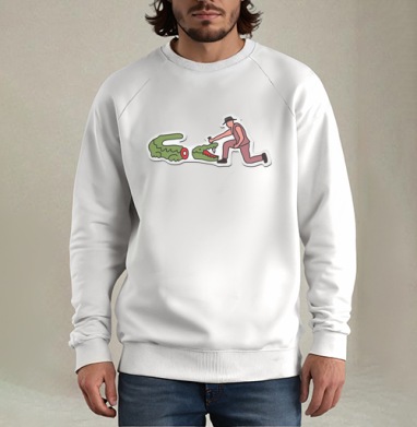 Охотник с ножом против крокодила – Hunter with Knife Against Crocodile, Свитшот мужской белый